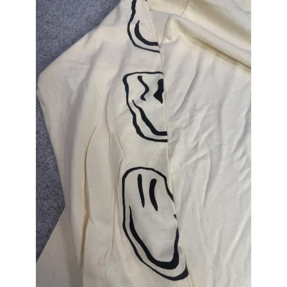 The Weeknd XO Nav Good Intentions‎ Long Sleeve Shirt Cream Smiley Face Mens M